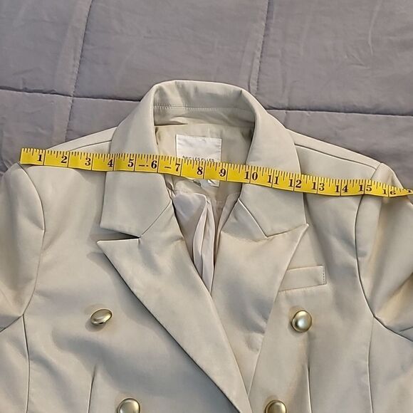 AVEC LES FILLES X BAGATELLE.NYCGOLD BUTTON FAUX LEATHER BLAZER - Picture 10 of 12